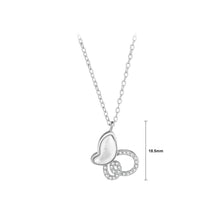 Load image into Gallery viewer, 925 Sterling Silver Fashion Temperament Hollow Butterfly Mother-of-pearl Pendant with Cubic Zirconia and Necklace
