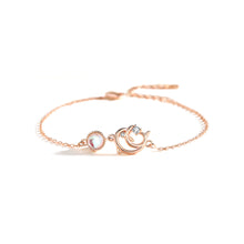 Load image into Gallery viewer, 925 Sterling Silver Plated Rose Gold Fashion Simple Hollow Dolphin Moonstone Bracelet with Cubic Zirconia