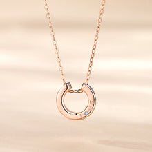 Load image into Gallery viewer, 925 Sterling Silver Plated Rose Gold Simple Romantic Love Geometric Circle Pendant with Cubic Zirconia and Necklace