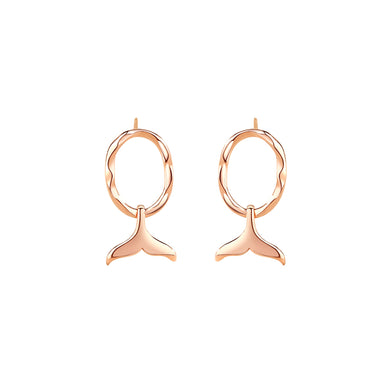 925 Sterling Silver Plated Rose Gold Fashion Simple Mermaid Tail Geometric Earrings