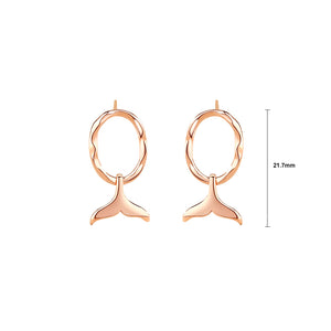 925 Sterling Silver Plated Rose Gold Fashion Simple Mermaid Tail Geometric Earrings