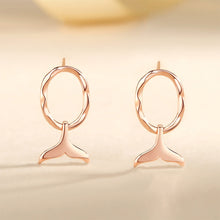 Load image into Gallery viewer, 925 Sterling Silver Plated Rose Gold Fashion Simple Mermaid Tail Geometric Earrings