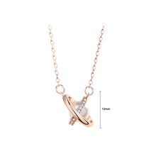 Load image into Gallery viewer, 925 Sterling Silver Plated Rose Gold Fashion Creative Planet Imitation Pearl Pendant with Cubic Zirconia and Necklace