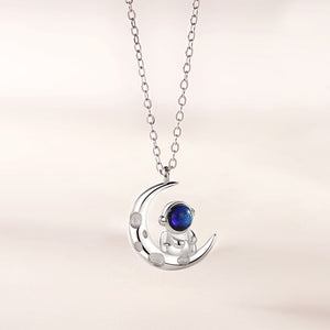 925 Sterling Silver Fashion Personality Astronaut Moon Couple Pendant with Necklace For Women
