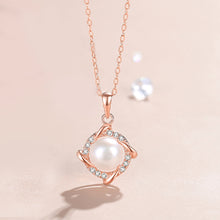 Load image into Gallery viewer, 925 Sterling Silver Plated Rose Gold Fashion Temperament Windmill Shaped Imitation Pearl Pendant with Cubic Zirconia and Necklace