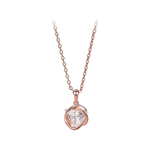 925 Sterling Silver Plated Rose Gold Fashion Creative Planet Cubic Zirconia Pendant with Necklace