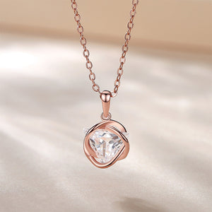 925 Sterling Silver Plated Rose Gold Fashion Creative Planet Cubic Zirconia Pendant with Necklace