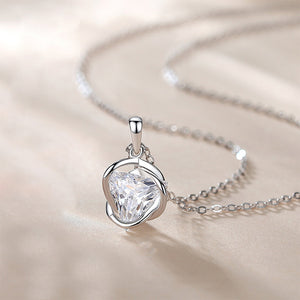 925 Sterling Silver Fashion Creative Planet Cubic Zirconia Pendant with Necklace