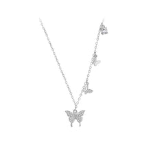 Load image into Gallery viewer, 925 Sterling Silver Fashion Temperament Butterfly Pendant with Cubic Zirconia and Necklace