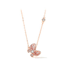 Load image into Gallery viewer, 925 Sterling Silver Plated Rose Gold Fashion Simple Butterfly Pendant with Cubic Zirconia and Necklace