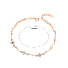 Load image into Gallery viewer, 925 Sterling Silver Plated Rose Gold Fashion Simple Four-leafed Clover Bracelet with Cubic Zirconia