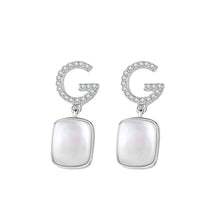Load image into Gallery viewer, 925 Sterling Silver Fashion Temperament English Alphabet G Geometric Mother-of-pearl Earrings with Cubic Zirconia