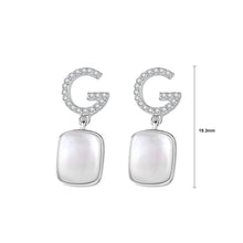 Load image into Gallery viewer, 925 Sterling Silver Fashion Temperament English Alphabet G Geometric Mother-of-pearl Earrings with Cubic Zirconia