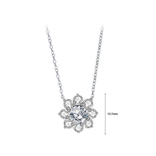 Load image into Gallery viewer, 925 Sterling Silver Fashion Simple Flower Pendant with Cubic Zirconia and Necklace