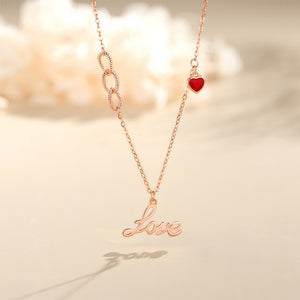 925 Sterling Silver Plated Rose Gold Simple Romantic Love Heart Pendant with Necklace