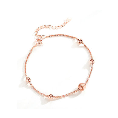 925 Sterling Silver Plated Rose Gold Fashion Simple Geometric Bead Bracelet