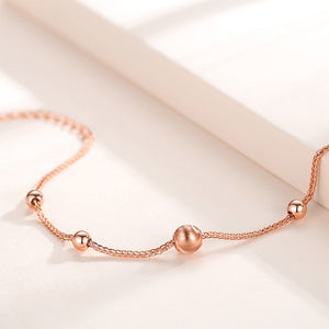 925 Sterling Silver Plated Rose Gold Fashion Simple Geometric Bead Bracelet
