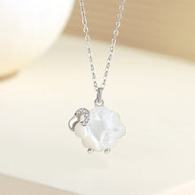 Load image into Gallery viewer, 925 Sterling Silver Simple and Lovely Sheep Mother-of-pearl Pendant with Cubic Zirconia and Necklace