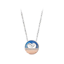 Load image into Gallery viewer, 925 Sterling Silver Mermaid Hollow Heart Shape Pendant with Cubic Zirconia and Necklace