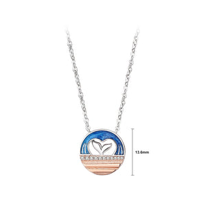 925 Sterling Silver Mermaid Hollow Heart Shape Pendant with Cubic Zirconia and Necklace
