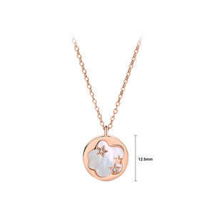 925 Sterling Silver Plated Rose Gold Fashion Simple Starry Shell Pendant with Cubic Zirconia and Necklace