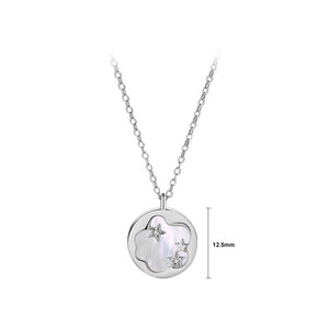 925 Sterling Silver Fashion Simple Starry Shell Pendant with Cubic Zirconia and Necklace