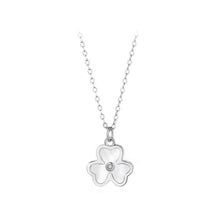 Load image into Gallery viewer, 925 Sterling Silver  Fashion Simple Three-leafed Clover Mother-of-pearl Pendant with Cubic Zirconia and Necklace