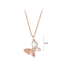 Load image into Gallery viewer, 925 Sterling Silver Plated Rose Gold Fashion Elegant Butterfly  Mother-of-pearl Pendant with Cubic Zirconia and Necklace