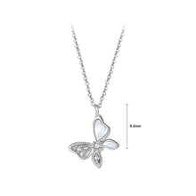 Load image into Gallery viewer, 925 Sterling Silver Fashion Elegant Butterfly Mother-of-pearl Pendant with Cubic Zirconia and Necklace