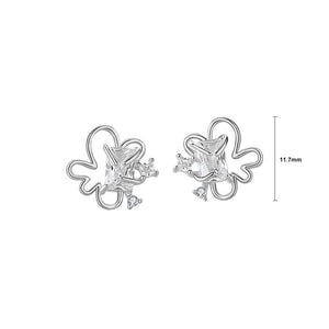 925 Sterling Silver Simple Fashion Hollow Flower Stud Earrings with Cubic Zirconia