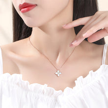 Load image into Gallery viewer, 925 Sterling Silver Plated Rose Gold Fashion Four-leafed Clover Mother-of-pearl Pendant with Cubic Zirconia and Necklace