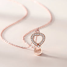 Load image into Gallery viewer, 925 Sterling Silver Plated Rose Gold Fashion Simple Hollow Heart Pendant with Cubic Zirconia and Necklace