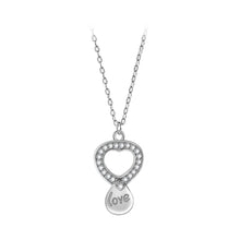 Load image into Gallery viewer, 925 Sterling Silver Fashion Simple Hollow Heart Pendant with Cubic Zirconia and Necklace
