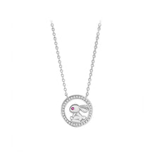 Load image into Gallery viewer, 925 Sterling Silver Fashion Cute Rabbit Geometric Circle Pendant with Cubic Zirconia and Necklace