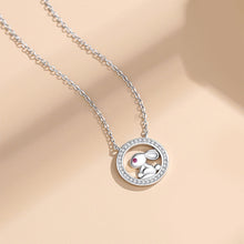 Load image into Gallery viewer, 925 Sterling Silver Fashion Cute Rabbit Geometric Circle Pendant with Cubic Zirconia and Necklace