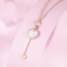 Load image into Gallery viewer, 925 Sterling Silver Plated Rose Gold Fashion Romantic Heart Shape Mother-Of-pearl Tassel Pendant with Necklace