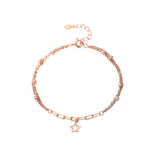 Load image into Gallery viewer, 925 Sterling Silver Plated Rose Gold Fashion Simple Star Double Layer Bracelet