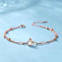 Load image into Gallery viewer, 925 Sterling Silver Plated Rose Gold Fashion Simple Star Double Layer Bracelet