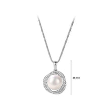 Load image into Gallery viewer, 925 Sterling Silver Fashion Elegant Flower Imitation Pearl Pendant with Cubic Zirconia and Necklace
