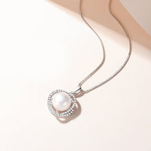 Load image into Gallery viewer, 925 Sterling Silver Fashion Elegant Flower Imitation Pearl Pendant with Cubic Zirconia and Necklace
