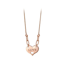Load image into Gallery viewer, 925 Sterling Silver Plated Rose Gold Simple Romantic Love Heart-shaped Pendant with Cubic Zirconia and Necklace