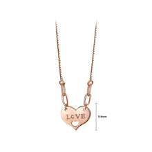 Load image into Gallery viewer, 925 Sterling Silver Plated Rose Gold Simple Romantic Love Heart-shaped Pendant with Cubic Zirconia and Necklace