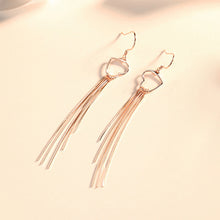 Load image into Gallery viewer, 925 Sterling Silver Plated Rose Gold Fashion Simple Hollow Heart Tassel Earrings