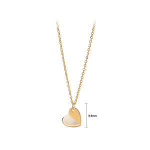 925 Sterling Silver Plated Gold Simple Fashion Heart Shaped Mother-of-pearl Pendant with Necklace