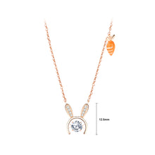 Load image into Gallery viewer, 925 Sterling Silver Plated Rose Gold Simple Cute Rabbit Carrot Pendant with Cubic Zirconia and Necklace