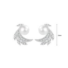 Load image into Gallery viewer, 925 Sterling Silver Fashion Temperament Angel Wing Imitation Pearl Stud Earrings with Cubic Zirconia