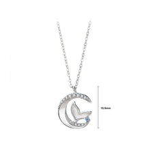Load image into Gallery viewer, 925 Sterling Silver Fashion Simple Mermaid Moon Pendant with Cubic Zirconia and Necklace