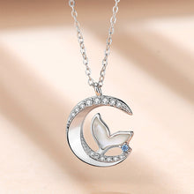 Load image into Gallery viewer, 925 Sterling Silver Fashion Simple Mermaid Moon Pendant with Cubic Zirconia and Necklace
