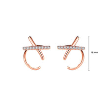 Load image into Gallery viewer, 925 Sterling Silver Plated Rose Gold Simple Personality Cross Geometric Stud Earrings with Cubic Zirconia