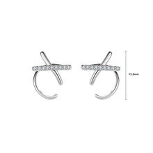 Load image into Gallery viewer, 925 Sterling Silver Simple Personality Cross Geometric Stud Earrings with Cubic Zirconia